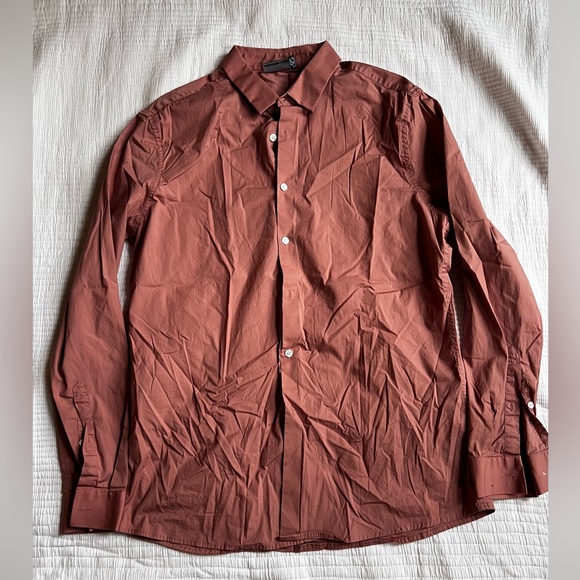 ASOS blush pink long-sleeve stretch button-up - Picture 2 of 5